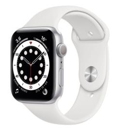 Часы Apple Watch Series 6 GPS 44 мм корпус из алюминия серебряный+ремешок белый